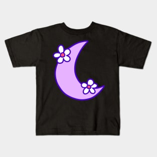 Flowery Purple Moon Kids T-Shirt